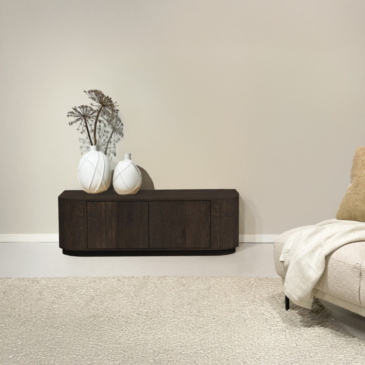 Livingfurn - Tv-meubel Donkerbruin Eiken - 140x40x45cm - Novero
