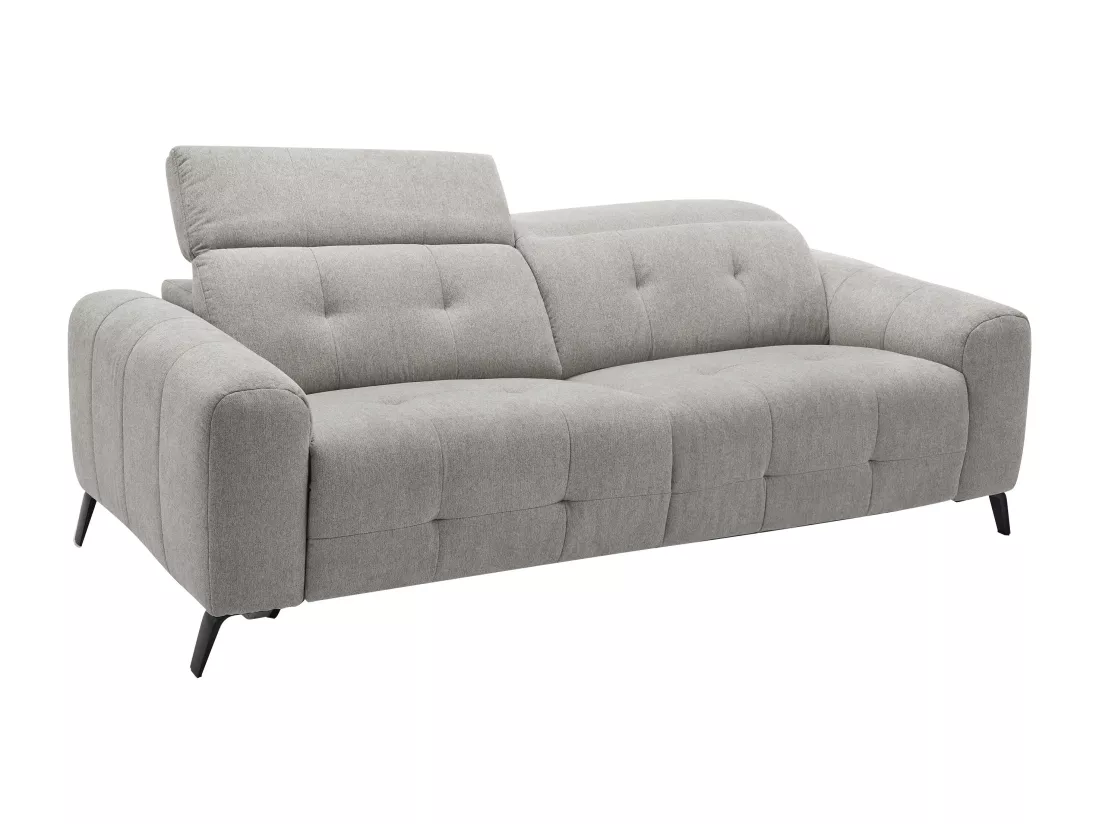 Canapé 3 places relax électrique en tissu gris CLODI