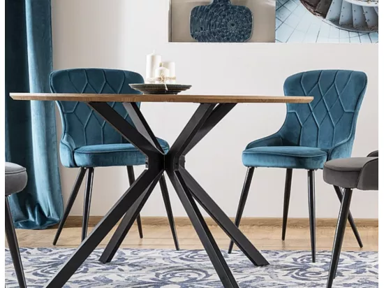 Table ronde couleur chêne et métal noir 120cm Tezor