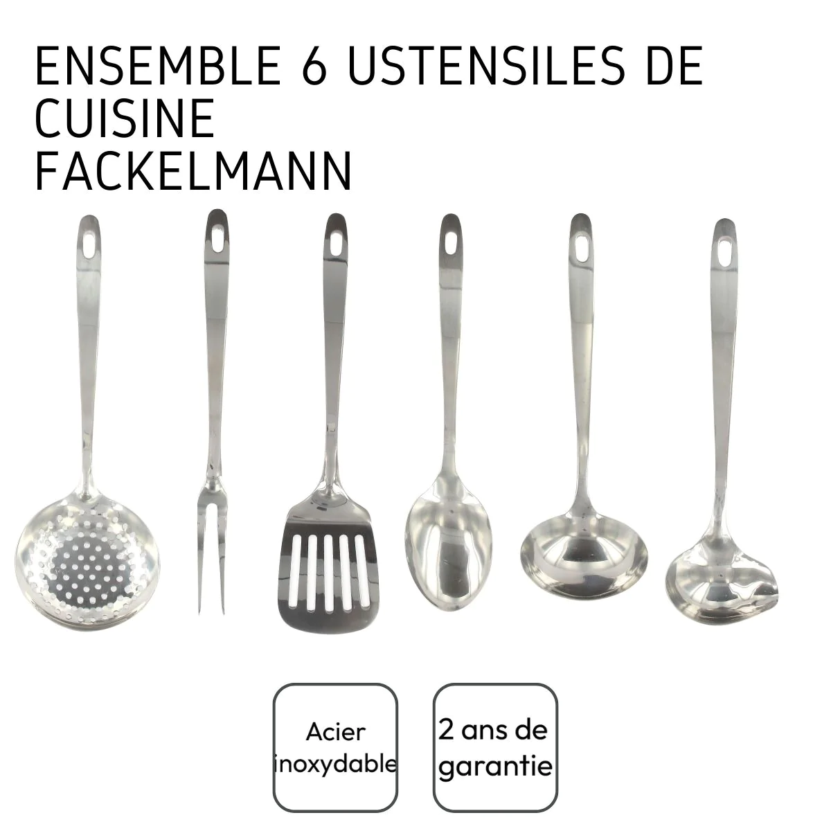 Ensemble ustensiles de cuisine 6 pièces inox Oxford Fackelmann