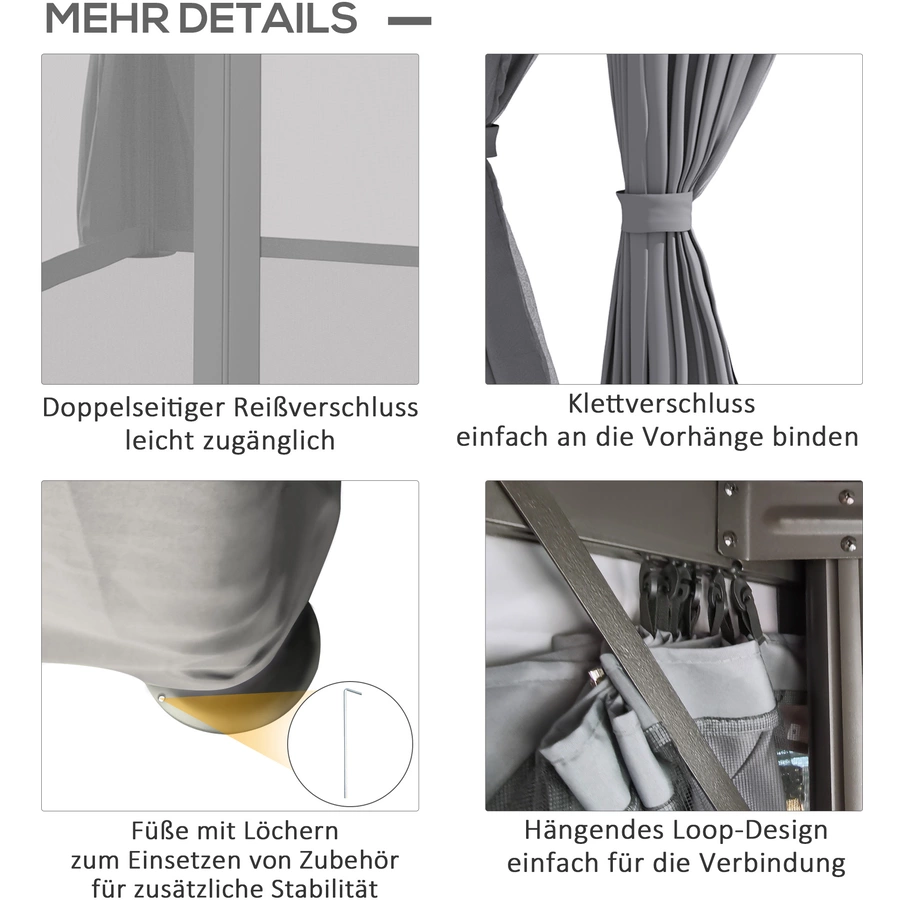 Outsunny Pavillon mit Doppeldach grau