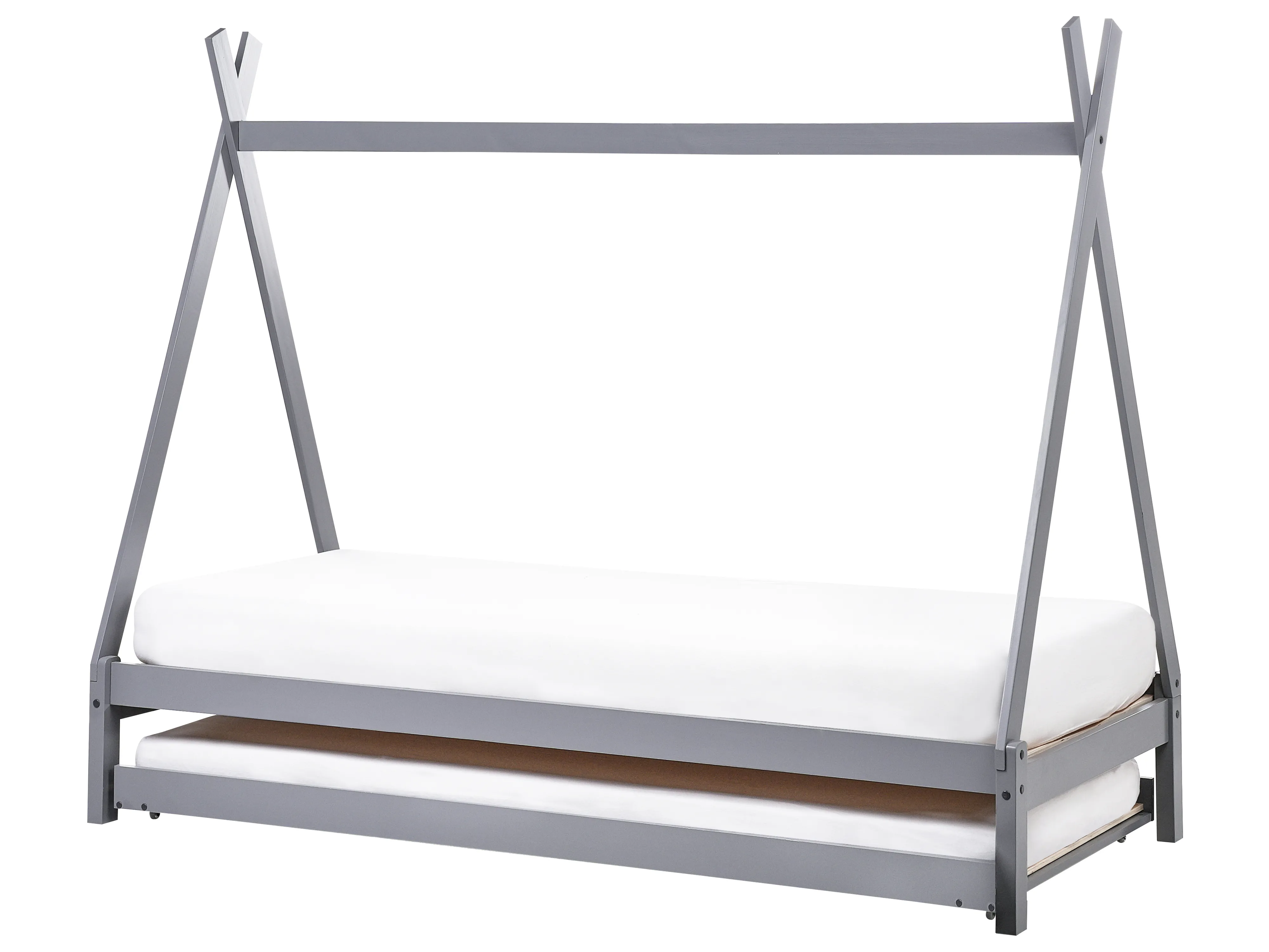 Kinderonderschuifbed Dennenhout TALMONTIERS 90 x 200 cm Grijs