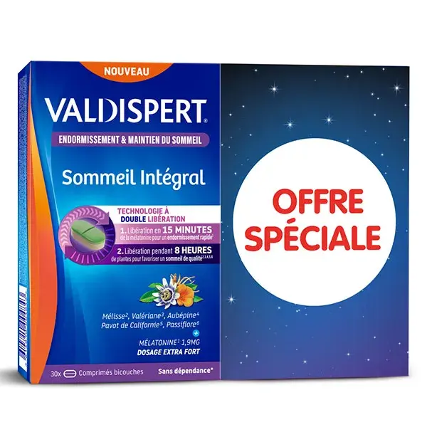 Valdispert Suplemento Alimentar Completo para Dormir Melatonina 1,9mg Embalagem com 2 x 30 Comprimidos