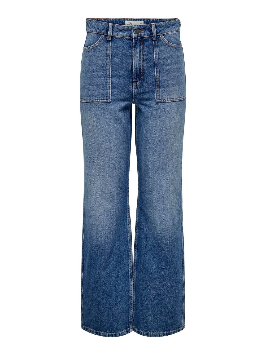JDYMAYA Hohe Taille Weiter Beinschnitt Jeans Medium Blue Denim