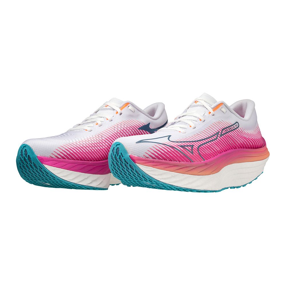Mizuno WAVE REBELLION PRO - Chaussures running Femme white/silver/807 c