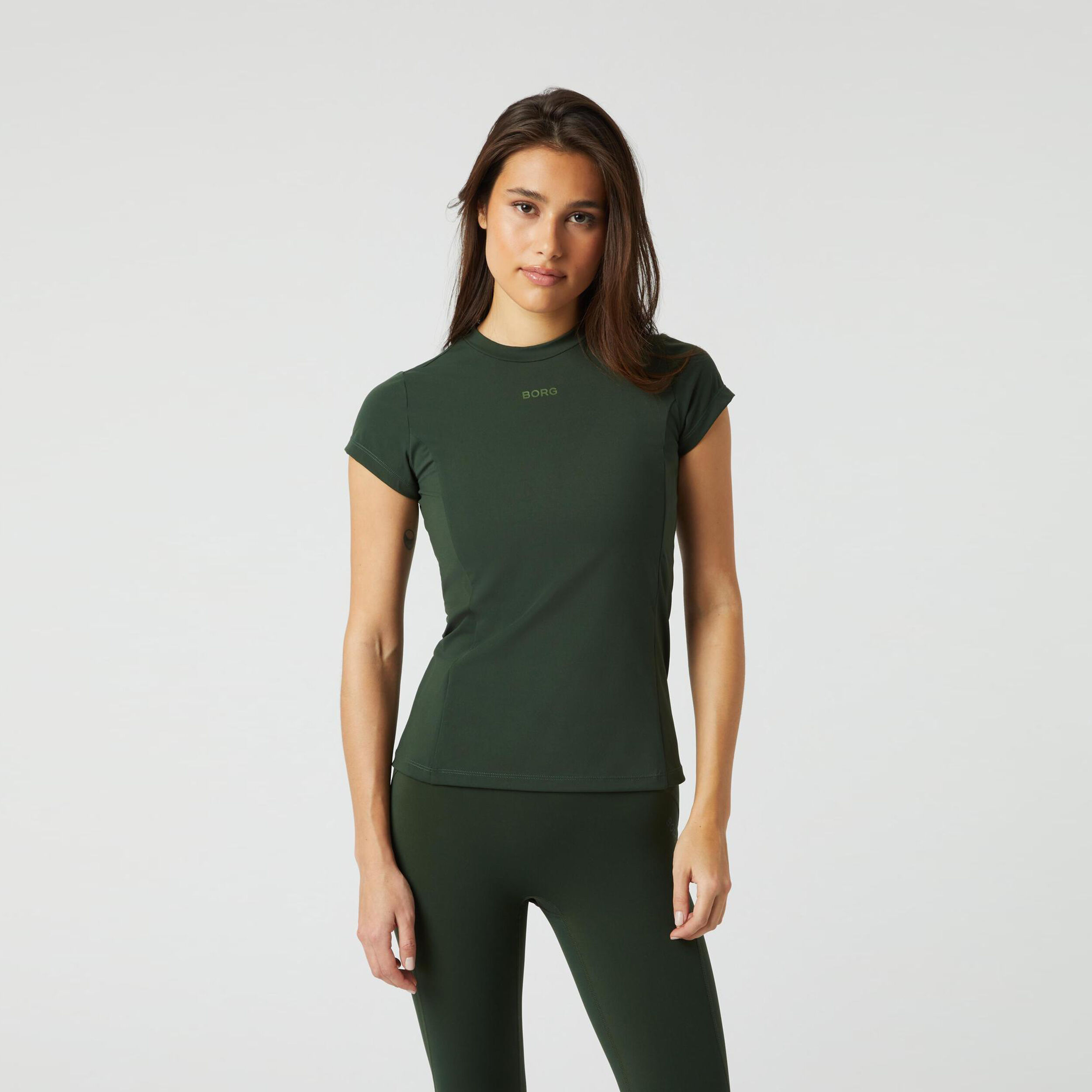 Björn Borg Sleek Slim T-shirt Femmes - Vert Foncé