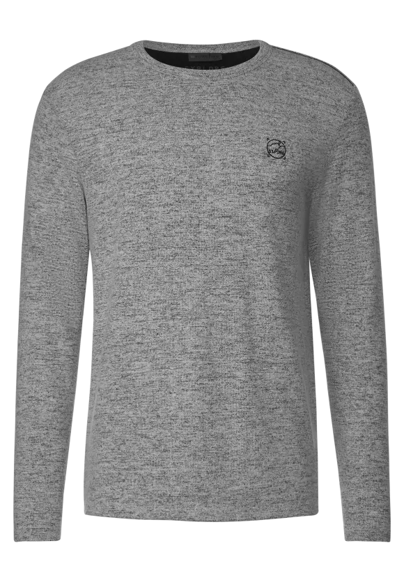 Softes Melange Langarmshirt - stone grey melange