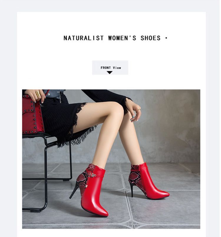 Cinnabelle - Puntige slangenprint stiletto laarzen