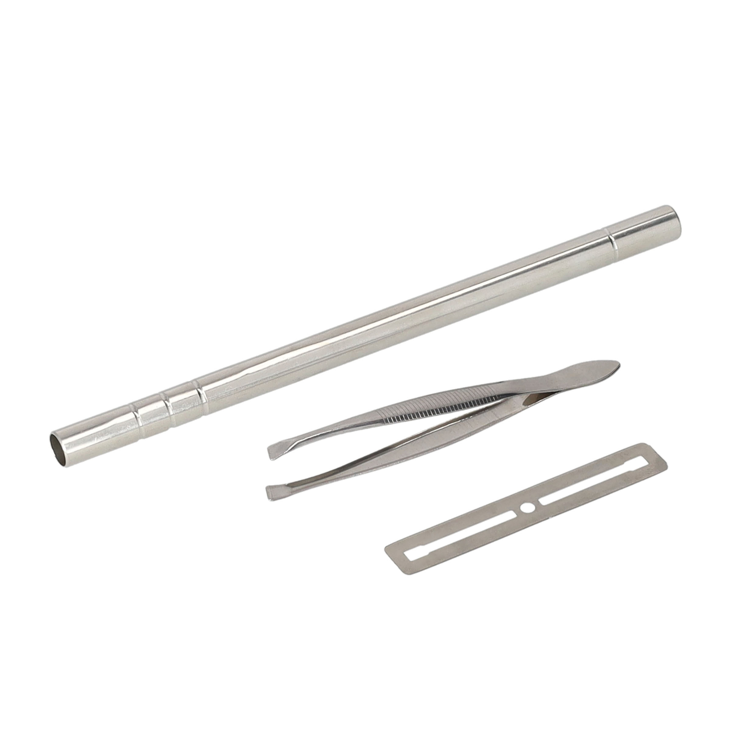 Haar Rasierstift Gravur Tattoo Trim Rasiermesser aus Edelstahl mit Pinzette   10 Ersatzmesser - Silber