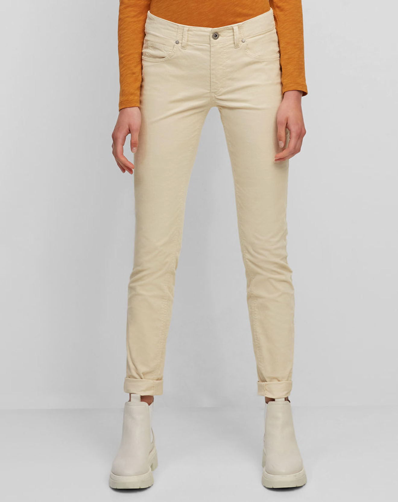 Marc O'Polo Pantalon Slim en Velours de coton bio  Mavas écru