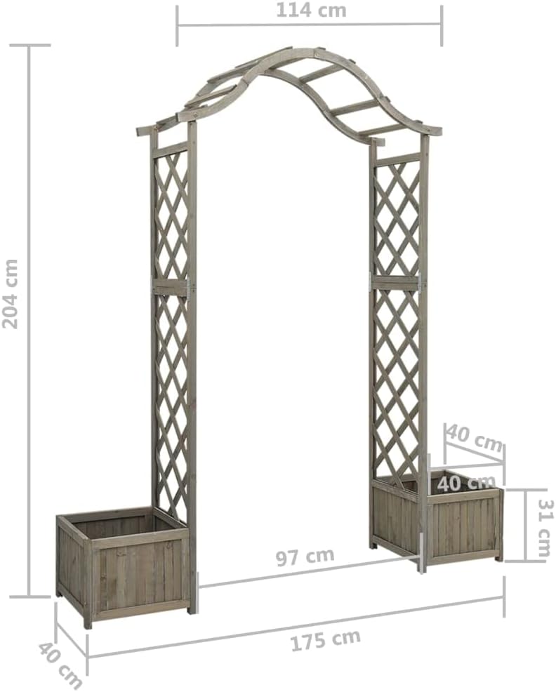 vidaXL Garten-Pergola mit Blumenkasten Grau Massivholz Tanne