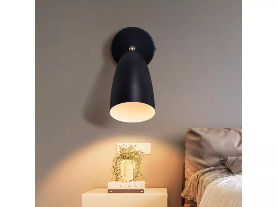 NETTLIFE Applique murale d'intérieur noire - spot mural vintage pour chambre à coucher rétro GU10 sans ampoule