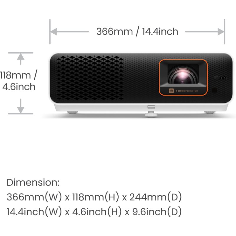BenQ X500i Projecteur à focale courte 2200 ANSI lumens DLP UHD 4K (3840x2160) Noir, Blanc