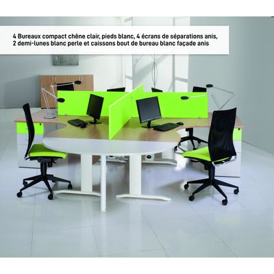Bureau compact à gauche IDRA - L160 cm - Pieds anthracite - Plateau imitation Hêtre (Pieds de renfort obligatoire à rajouter - non inclus)