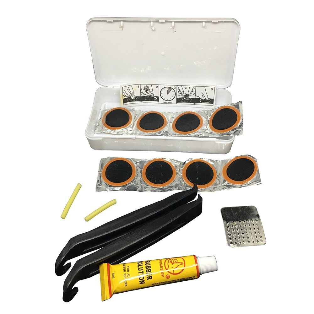 (15-tlg. Set) Velo Fahrrad Flickzeug Werkzeug Kit Reifenreparatur-Set / Multitool - Schwarz