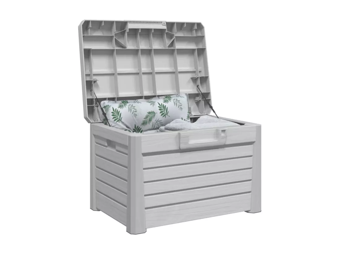 Boîte à coussins d'extérieur gris 73x50,5x46,5 cm polypropylène