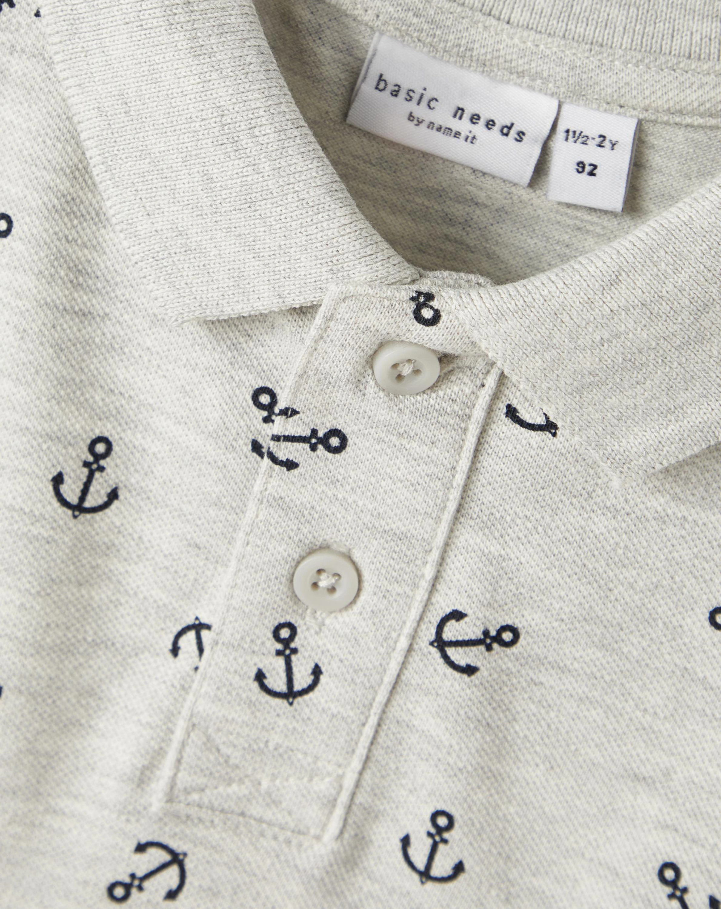 Kurzarm-Poloshirt NMMVOLO - ANCHOR in light grey melange