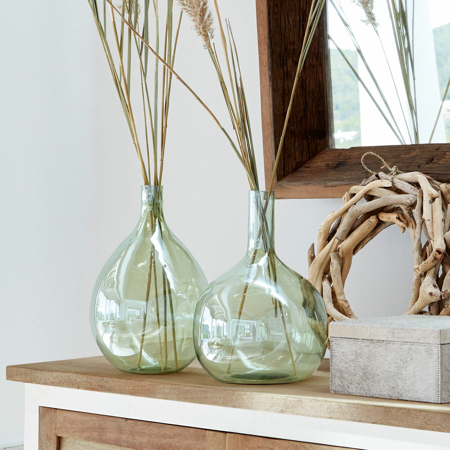 Vase 2er Set Erlunda grün