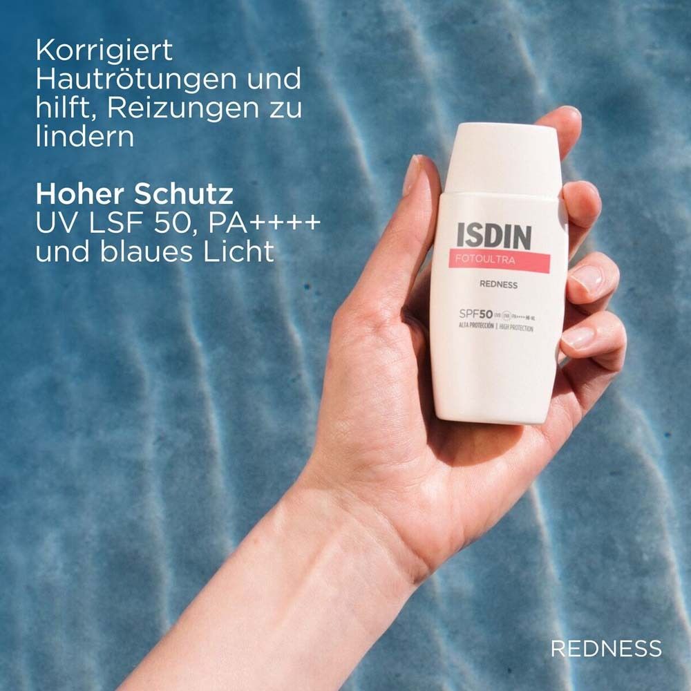 ISDIN Fotoultra Redness Sonnencreme Gesicht LSF50 bei sehr empfindlicher Haut, Rosazea und Couperose