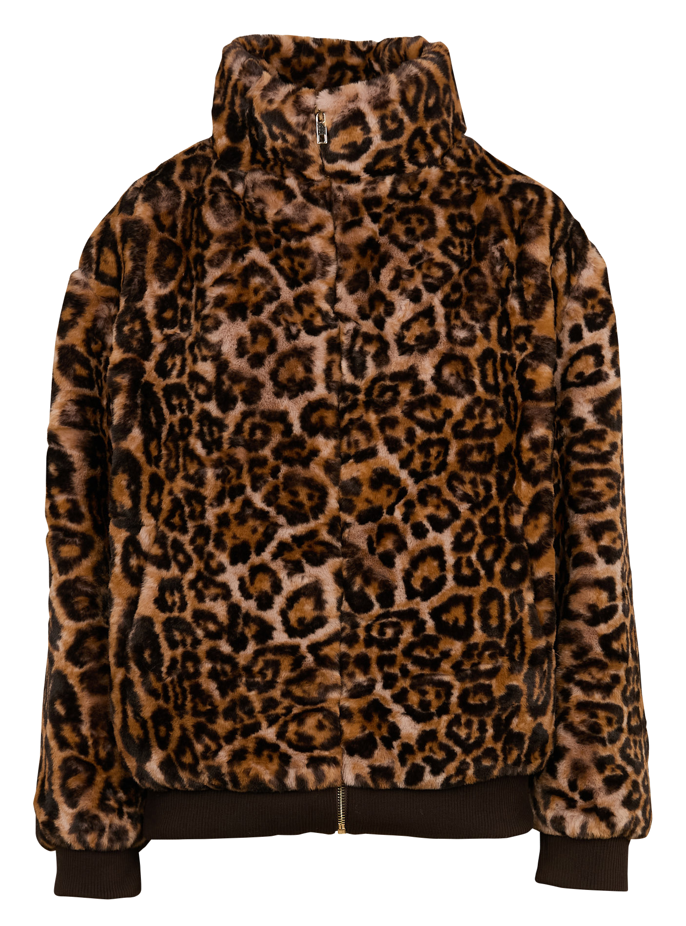NANCY - Blouson col montant effet fourrure| Marron