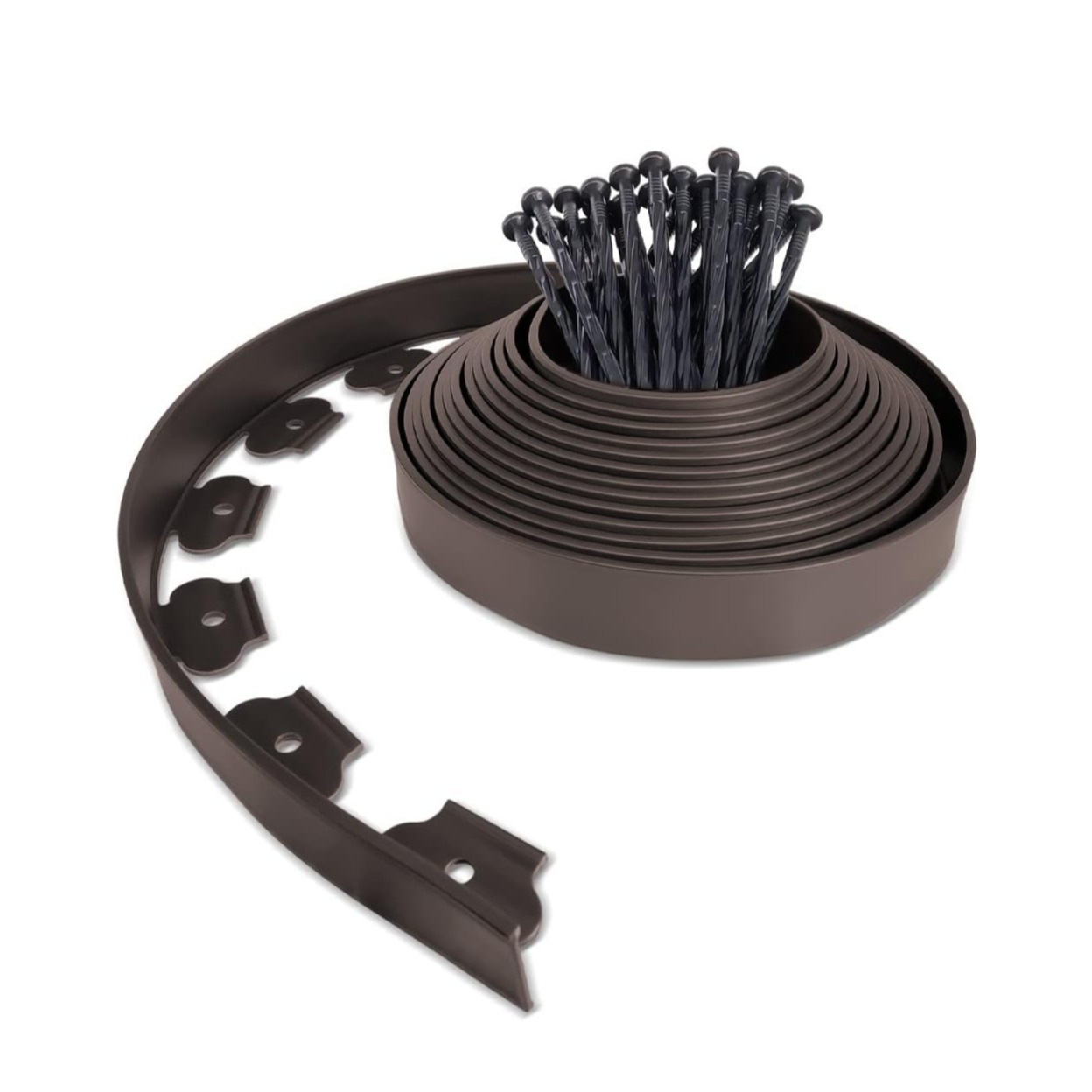 (10cmx10m) Kunststoff Garten Beeteinfassung Flexible Rasenkante Wurzelsperre Beetumrandung inkl. Erdanker - Braun