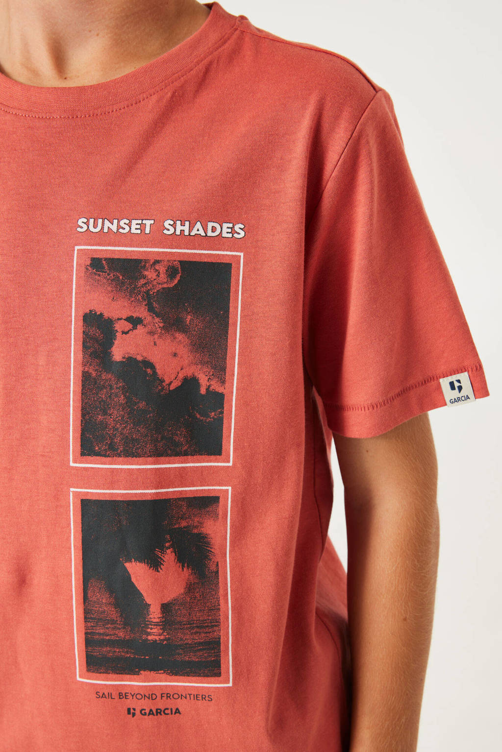 Garcia T-shirt met printopdruk rood/zwart