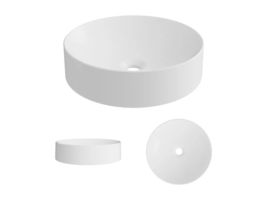 Vasque à poser OSCAR - 75% Minéral Blanc Mat Ronde 40cm*H11,7cm - OSCAR LAVABERG
