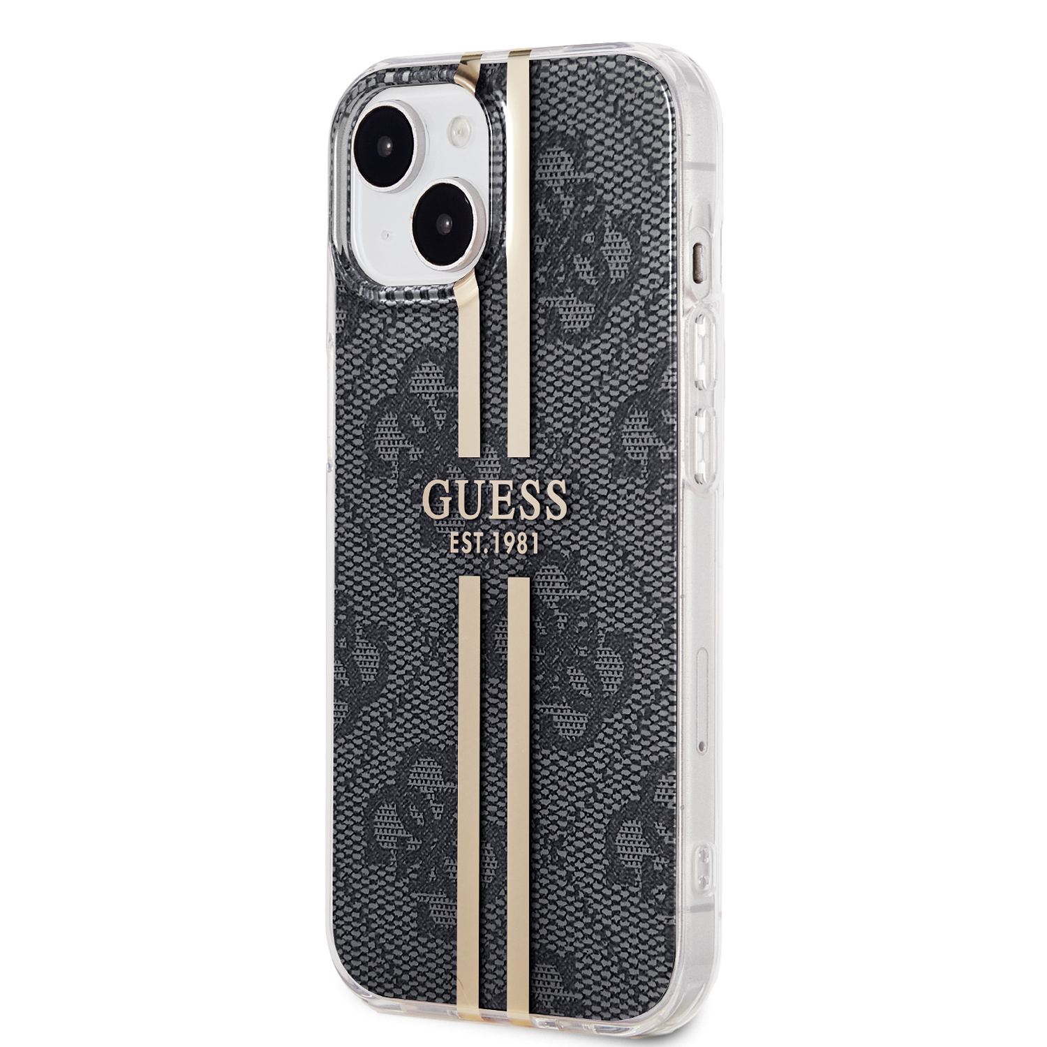 iPhone 15 Hybrid Hardcase Hülle IML 4G Gold Stripe (GUHCP15SH4PSEGK) - Schwarz