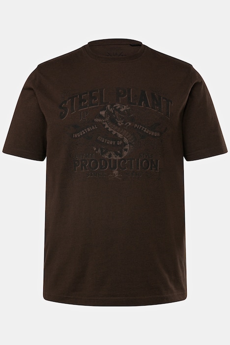 T-Shirt, Halbarm, Melange-Jersey, Rundhals, Brustprint, bis 8 XL