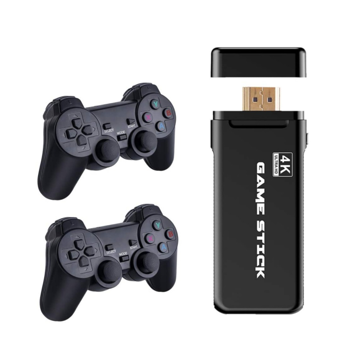 Ultra HD 4K Video Spiel Konsole mit 2 Kabellosen 2.4GHz Game Controllern mit 64GB Speicher (bis zu 10000 Spiele) - Schwarz