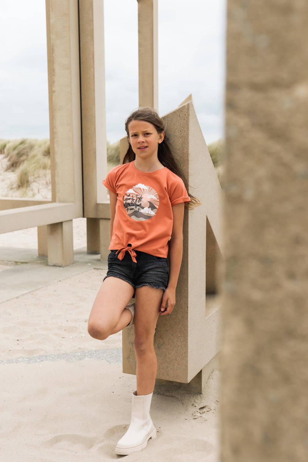No Way Monday T-shirt met printopdruk roestrood