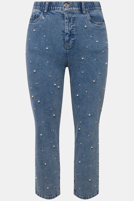 Mom-Jeans, Zierperlen, 5-Pocket