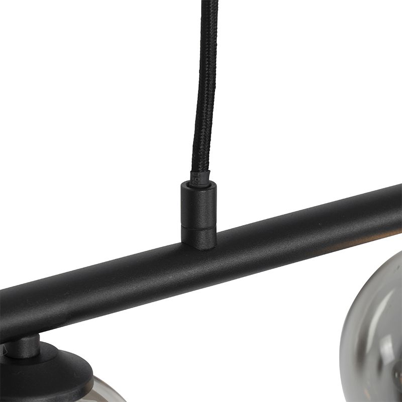 Moderne hanglamp zwart 100 cm 5-lichts met smoke glas - Athens