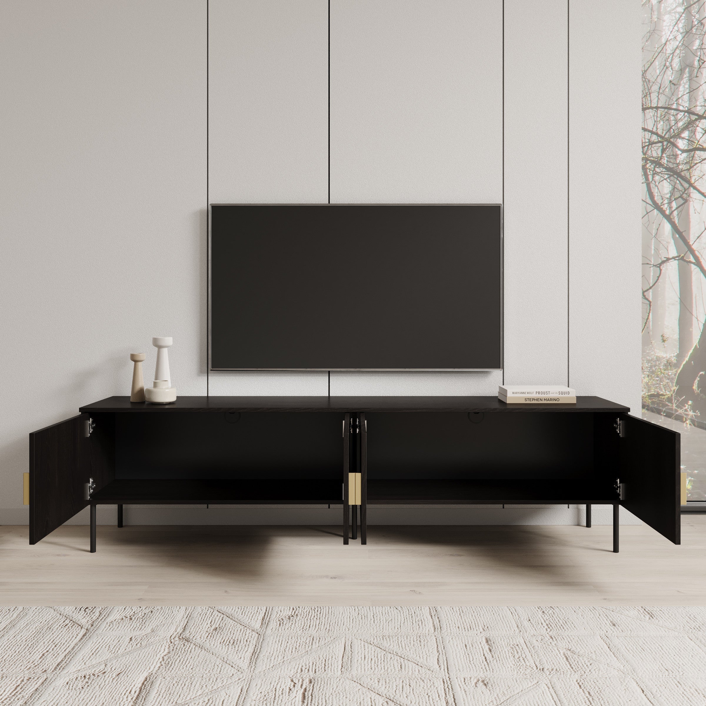Monor - TV-Meubel - Zwart eiken - 200x40x54 cm