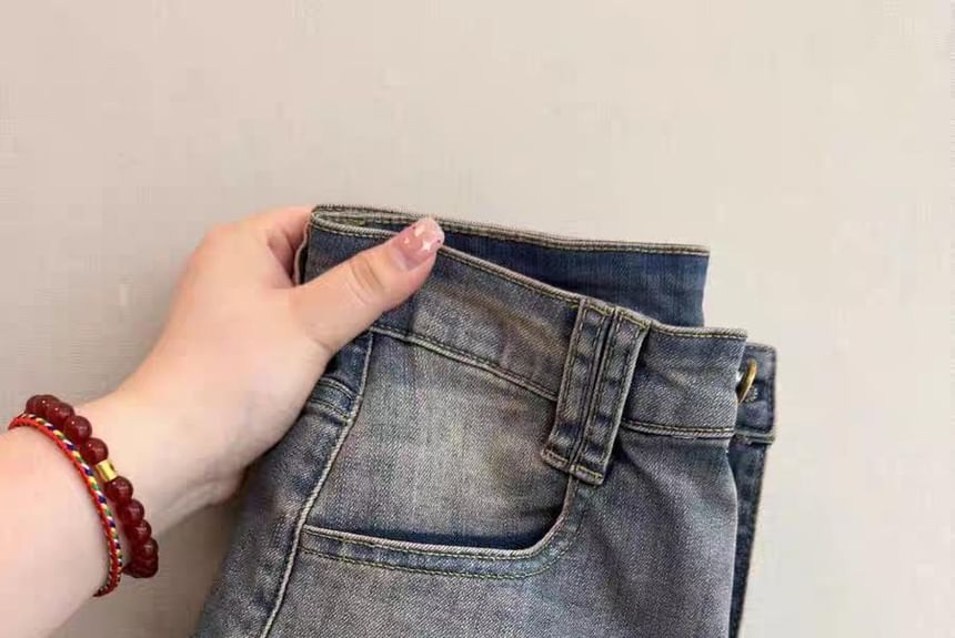 Eiffekee - Hoge taille gewassen denim hotpants