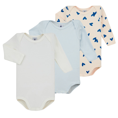 Petit Bateau - BODY US ML LOVSCOTCH PACK X3 - Marine / Beige / Blanc