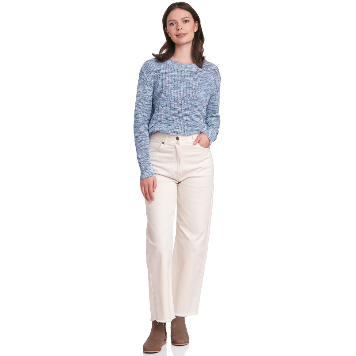 Gina Damen Strickpullover im Multicolor-Dessin blau