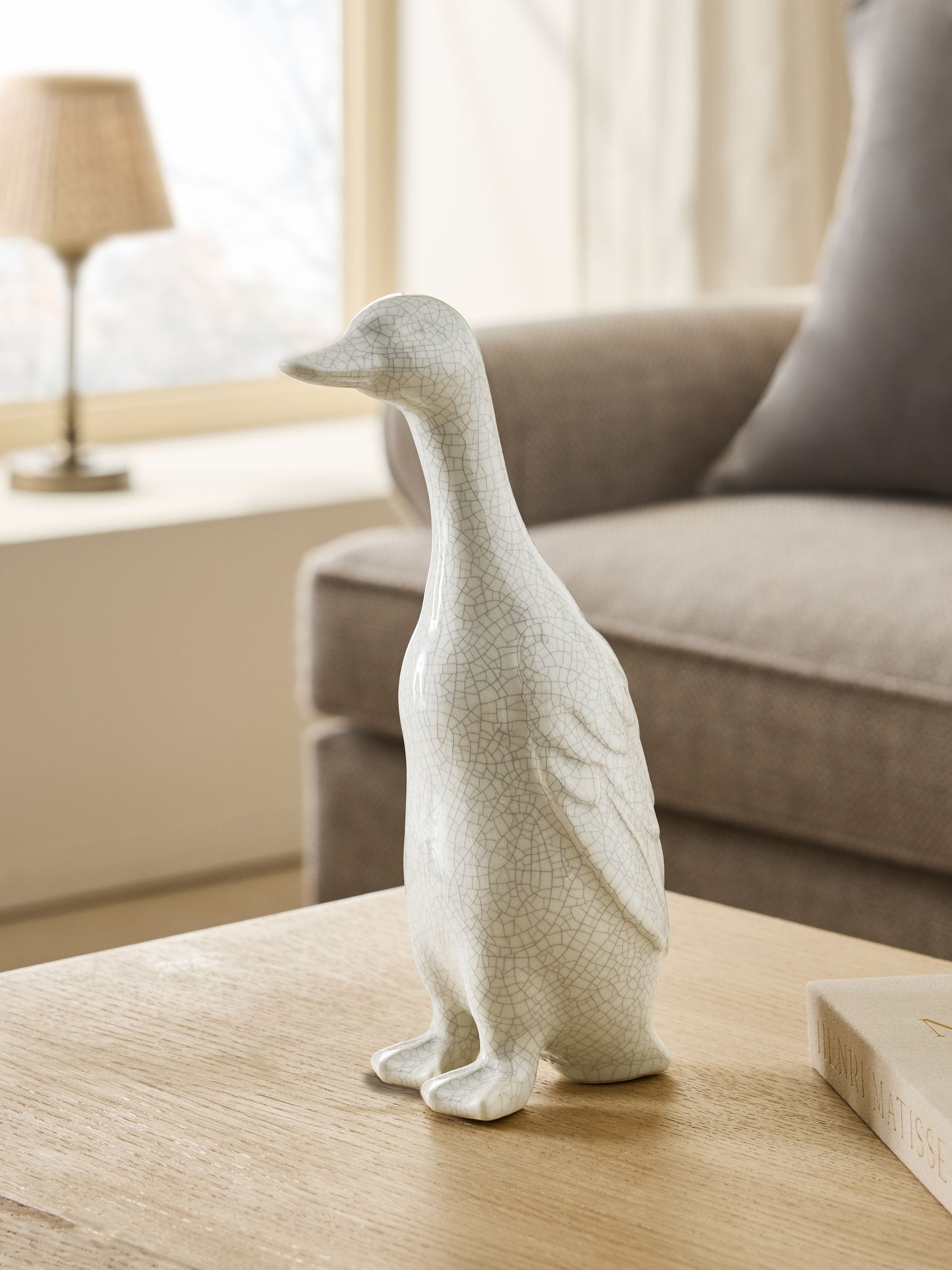 Crackle Glaze Ceramic Runner Duck Ornament