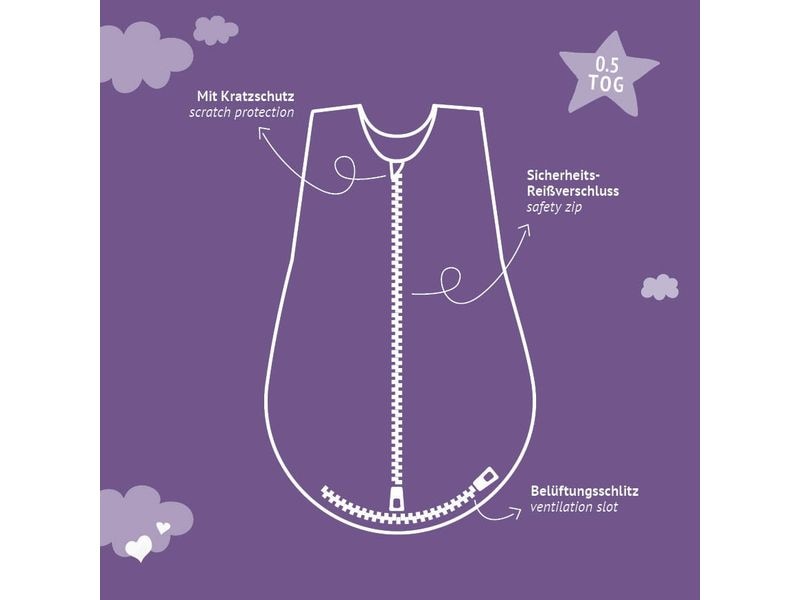 Träumeland Baby-Sommerschlafsack Lieb BW Kaktusliebe Gr. 70 Hochwertiger Babyschlafsack mit herzigem Motiv