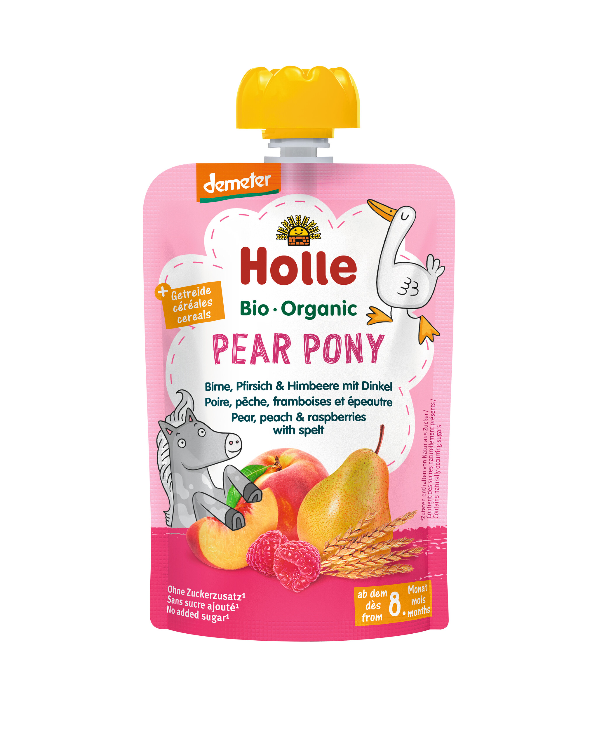 HOLLE Pear Pony - Pouchy Birne Pfirsich & Himbeere mit Dinkel 100 g