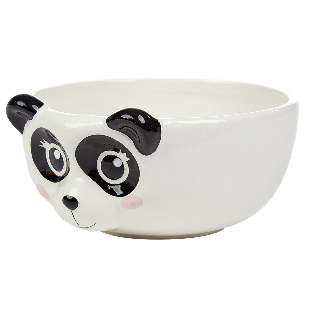 Bol forme tête de panda en faïence noir et blanc