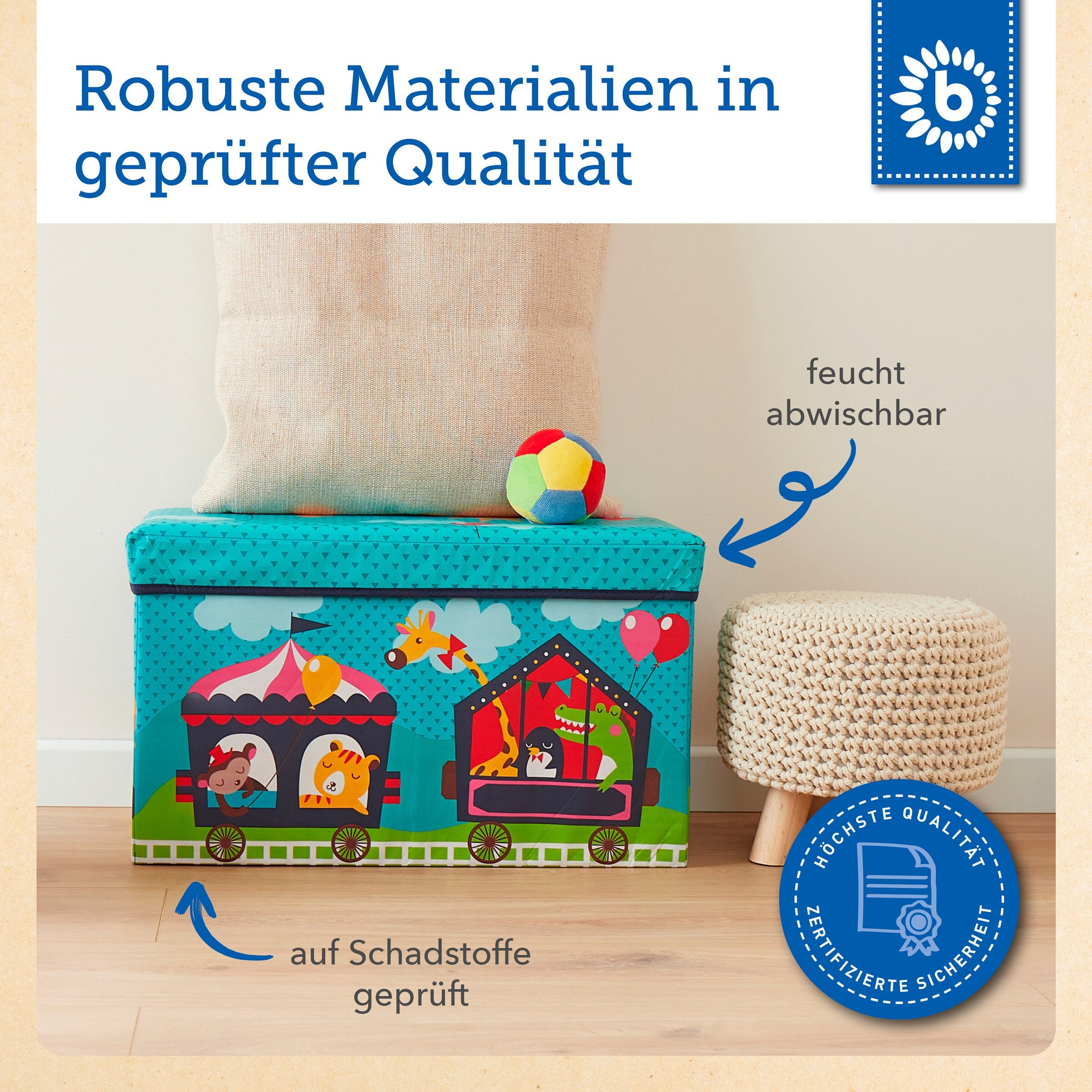 Bieco Aufbewahrungsbox mit Deckel Kinder Zirkus Mehrfarbig