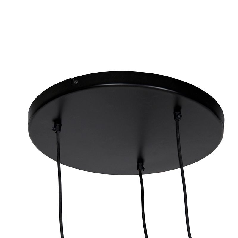 Vintage hanglamp zwart met messing rond 3-lichts - Kayleigh