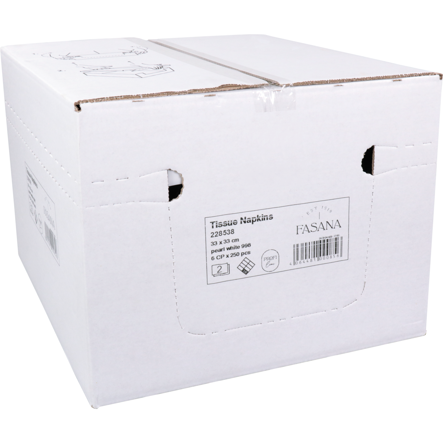Servet, 1/8 vouw, 2-laags, 33x33cm, cellulose, wit
