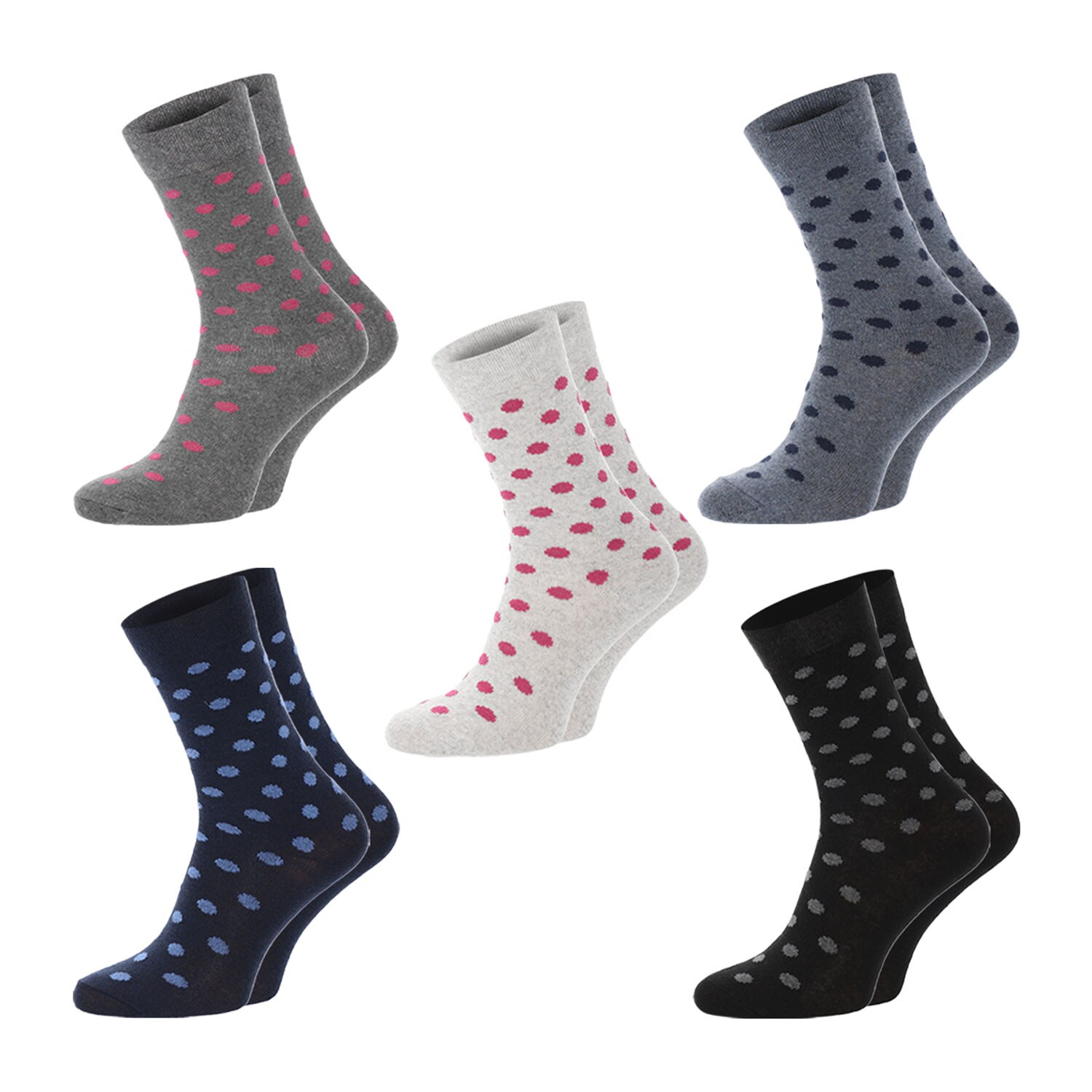 Chili Lifestyle Damen Socken Punkte 5 Paar Baumwolle Weichbund