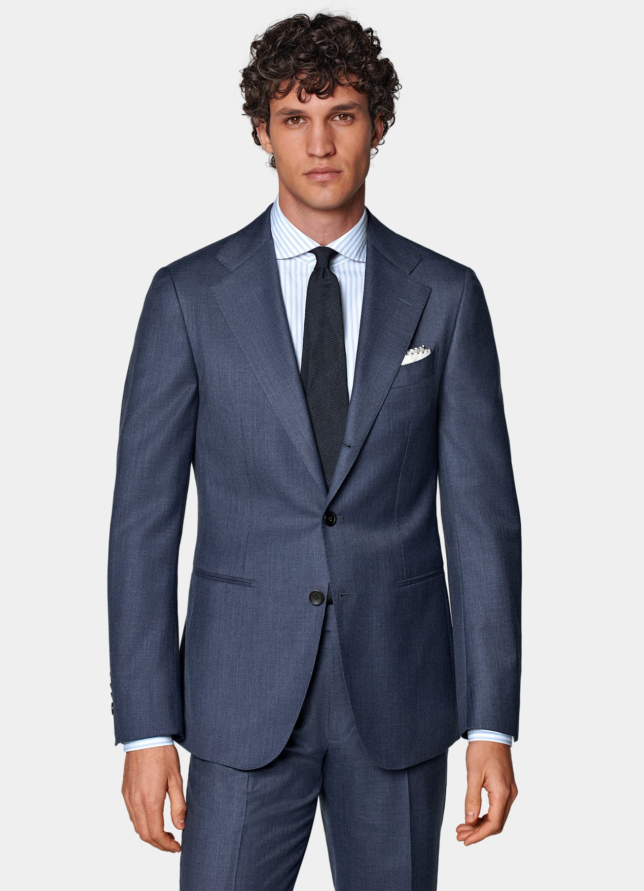 Costume Havana coupe Tailored bleu moyen