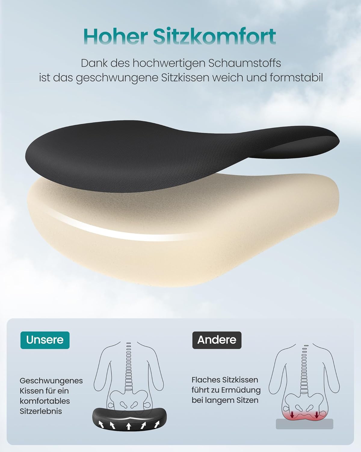 SONGMICS Bürostuhl, Schreibtischstuhl, ergonomische Rückenlehne, höhenverstellbar, hochklappbare Armlehnen, Drehstuhl mit Kopfstütze, bis 150 kg belastbar, tintenschwarz OBN088B01 JI4560770