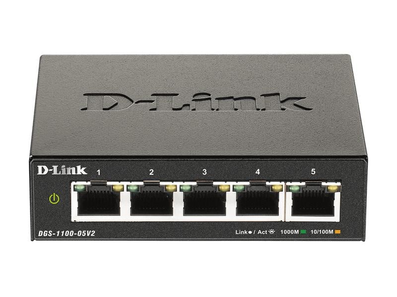 D-Link Switch DGS-1100-05V2 5 Port Gigabit Smart Managed SwitchesDGS‑1100 Serie