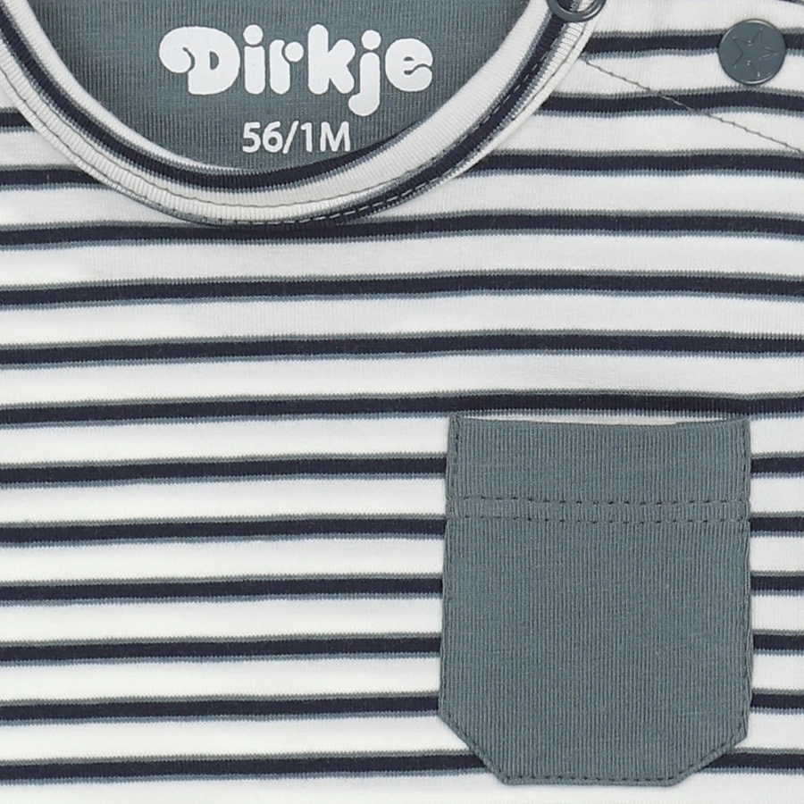 Dirkje Langarmshirt grün offwhite gestreift