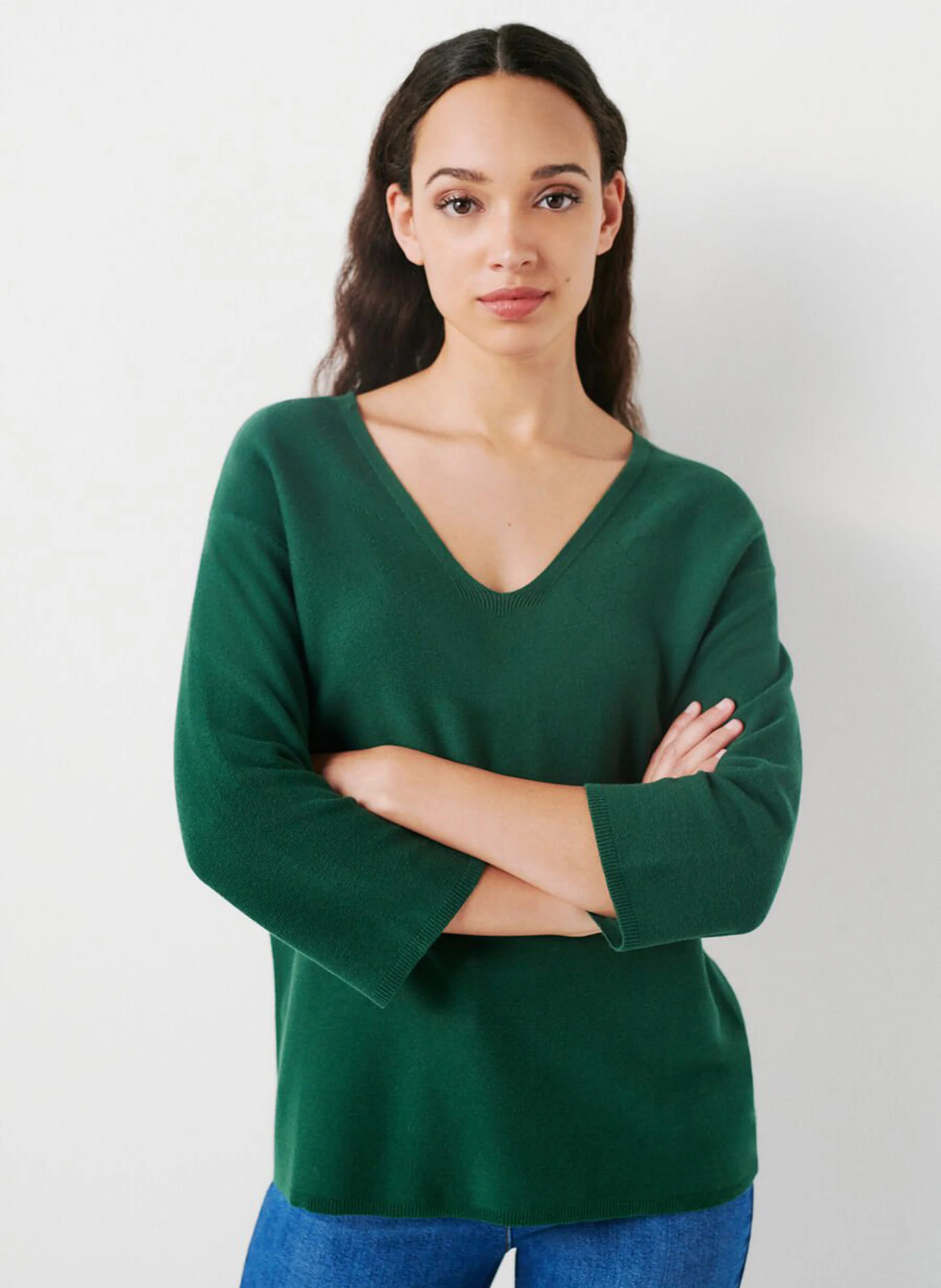MBOBBY - Pull ample col V en coton | Vert